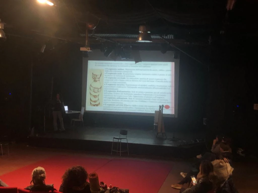 Le slide sull’analisi bioenergetica proiettate durante il seminario «Sentire il corpo»